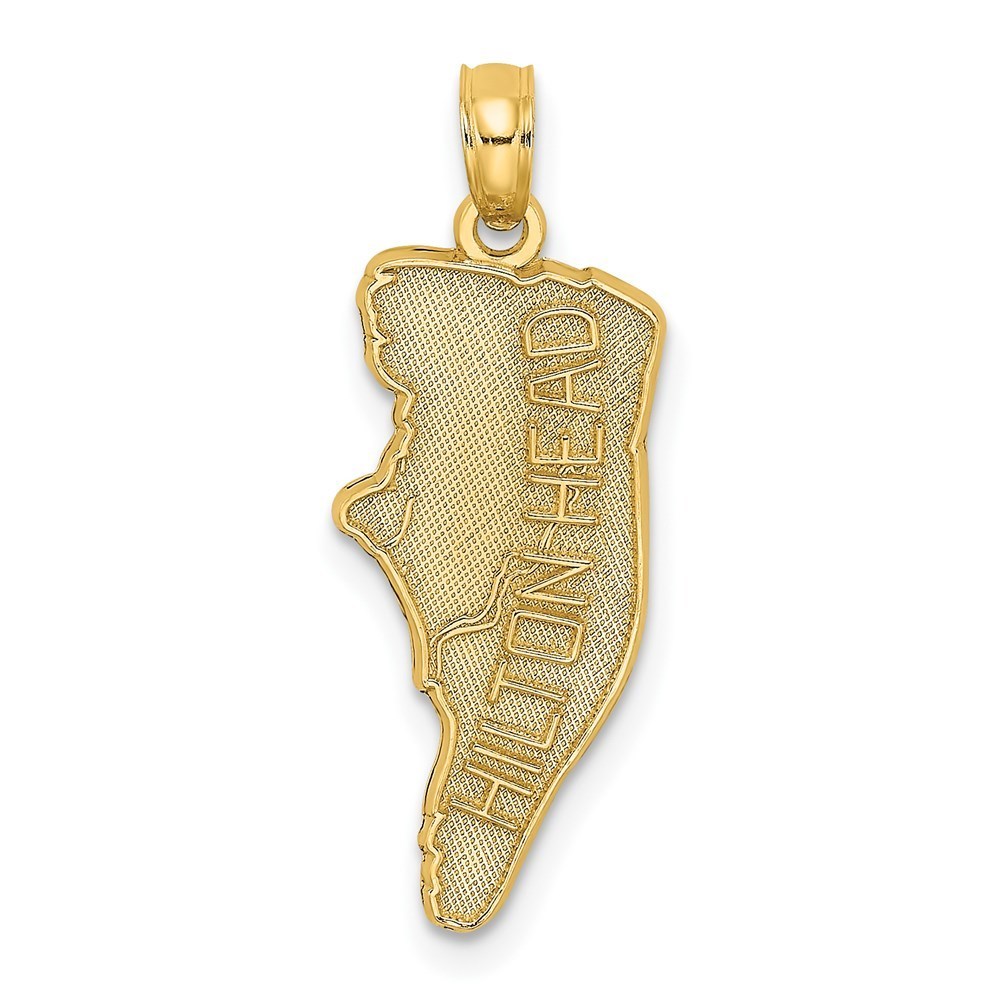 14k Yellow Gold Small Travel Hilton Head Map Necklace/Bracelet Charm Pendant